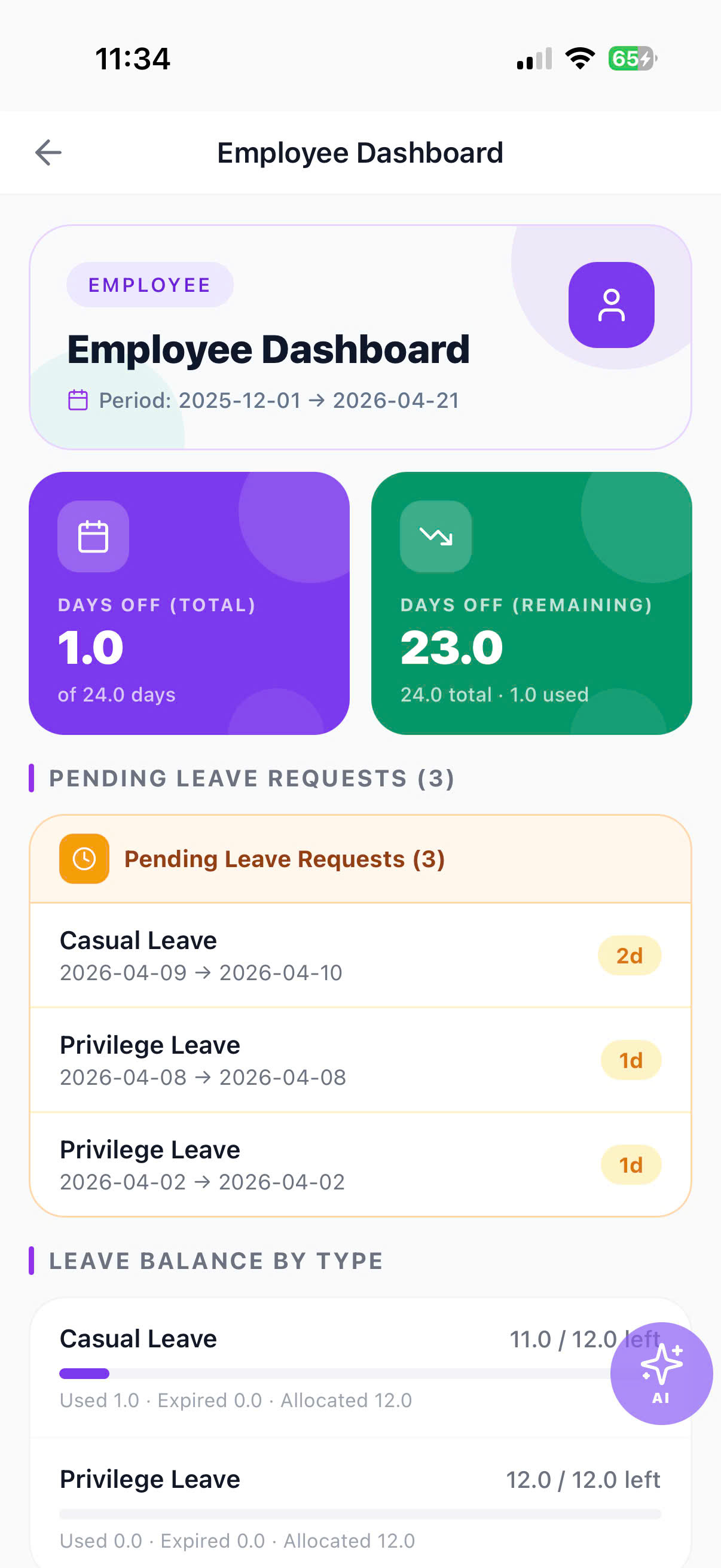 Ben One app screenshot